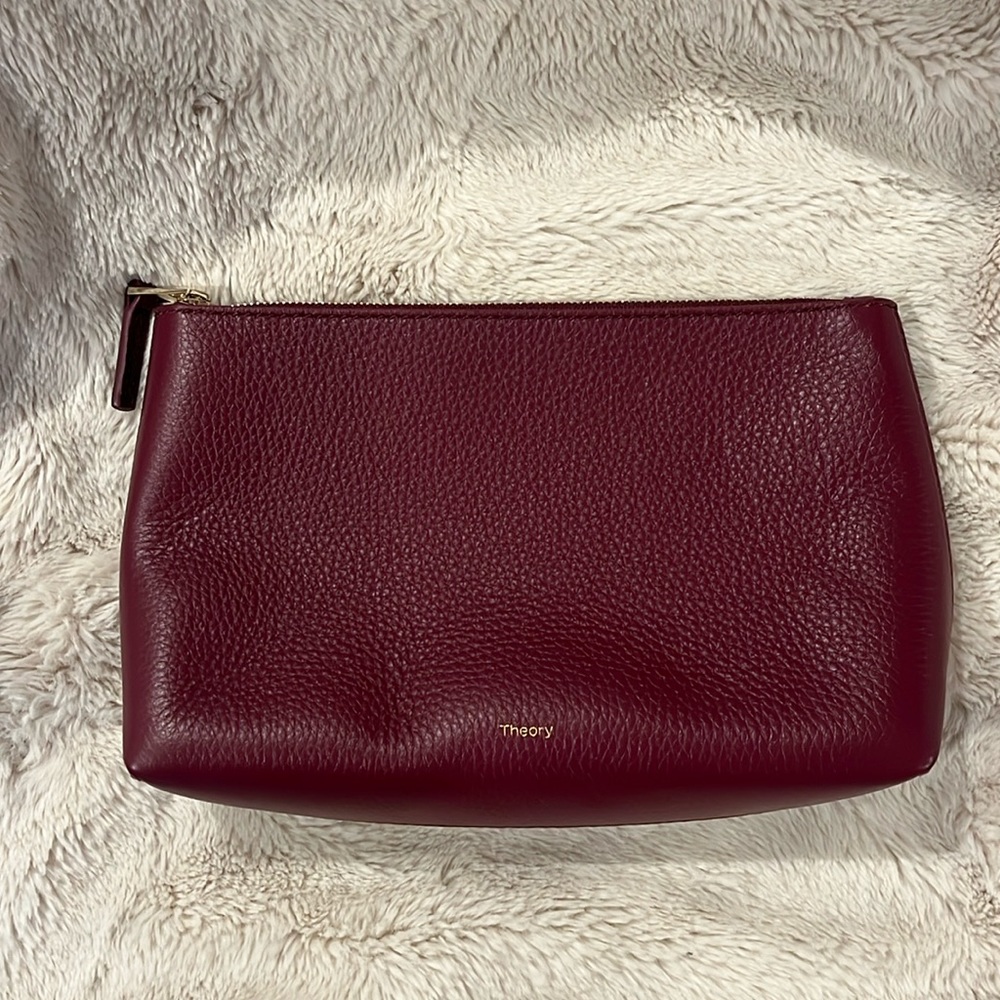 Theory maroon/burgundy zip pouch